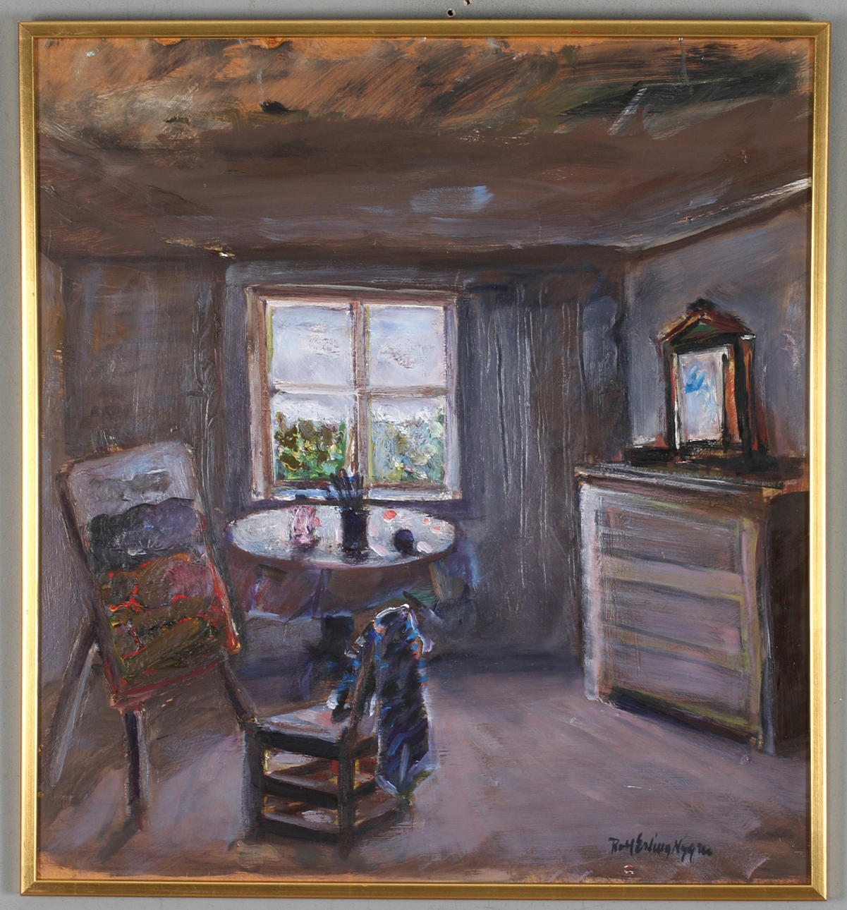 ROLF ERLING NYGREN. Studio olie på Panel, signeret.