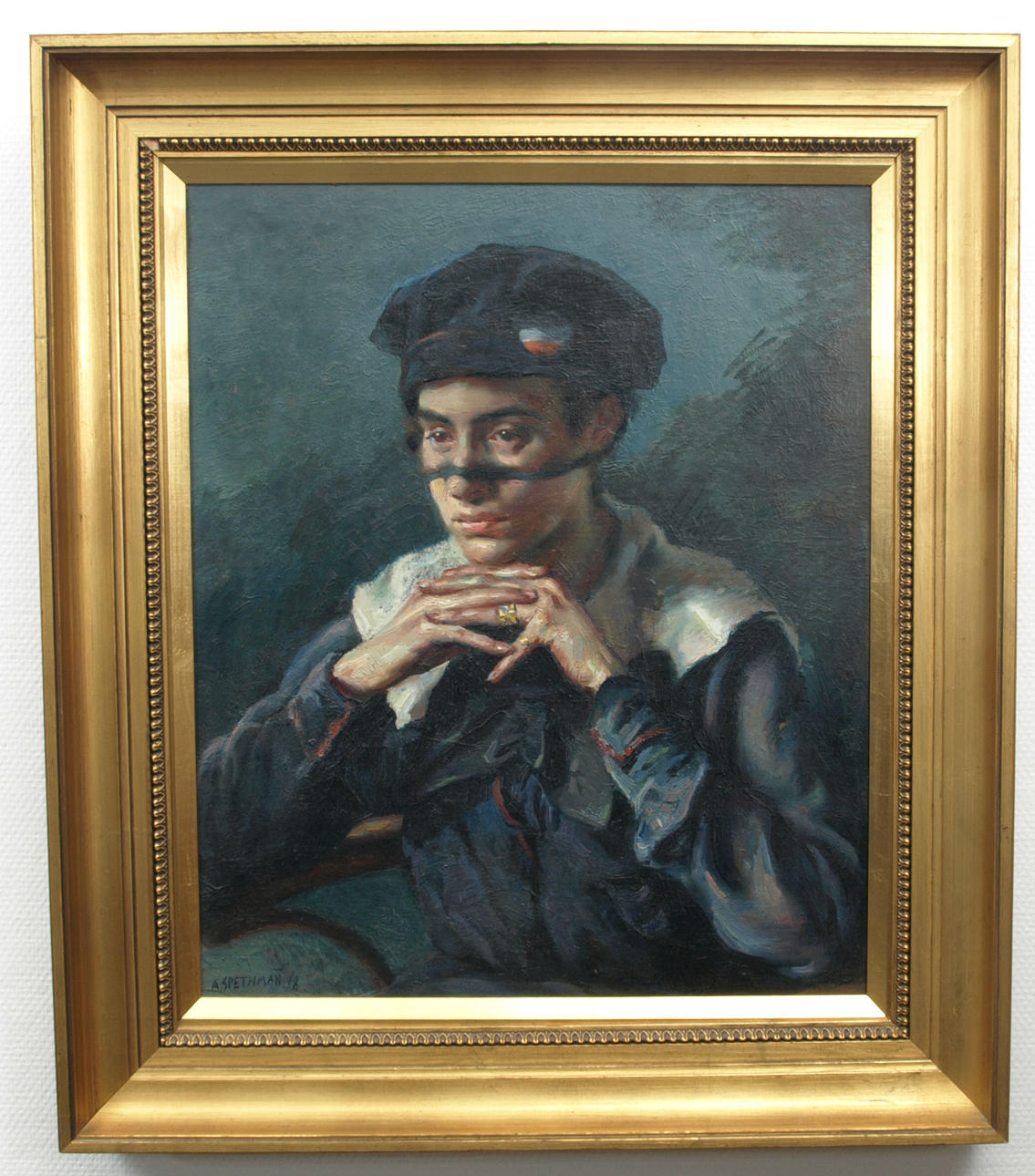 OIDENTIFIERAD KONSTNÄR, porträtt, signerad A. Spethman.