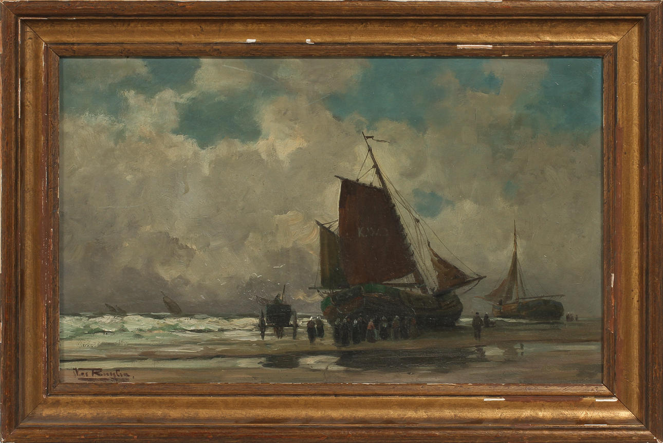 VIKTOR DE RUYTER. Kustvy, olja på pannå, signerad.