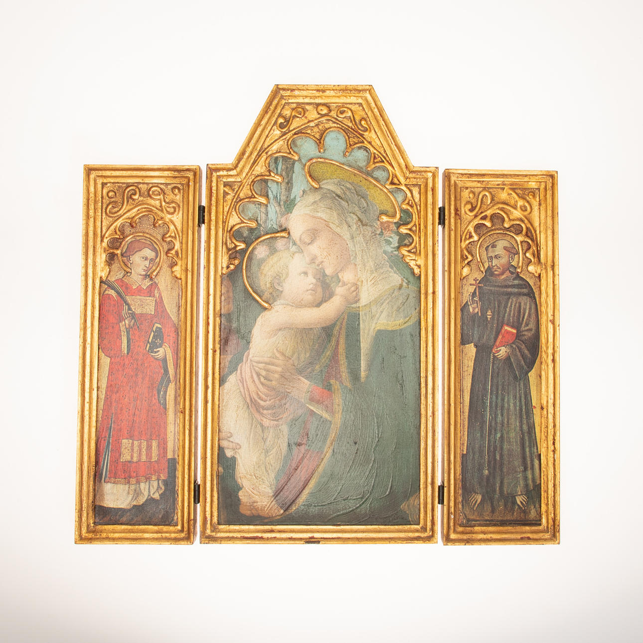 triptyk/helgon/altartavla, Guds moder och barn.