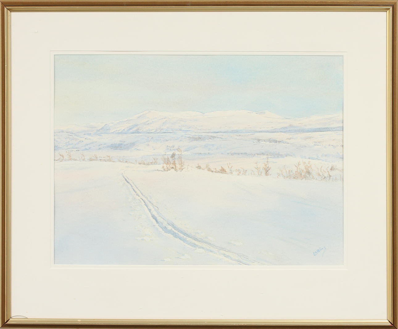 LAURITZ ANDERSEN RING. Vinterlandskap, akvarell, signerad.