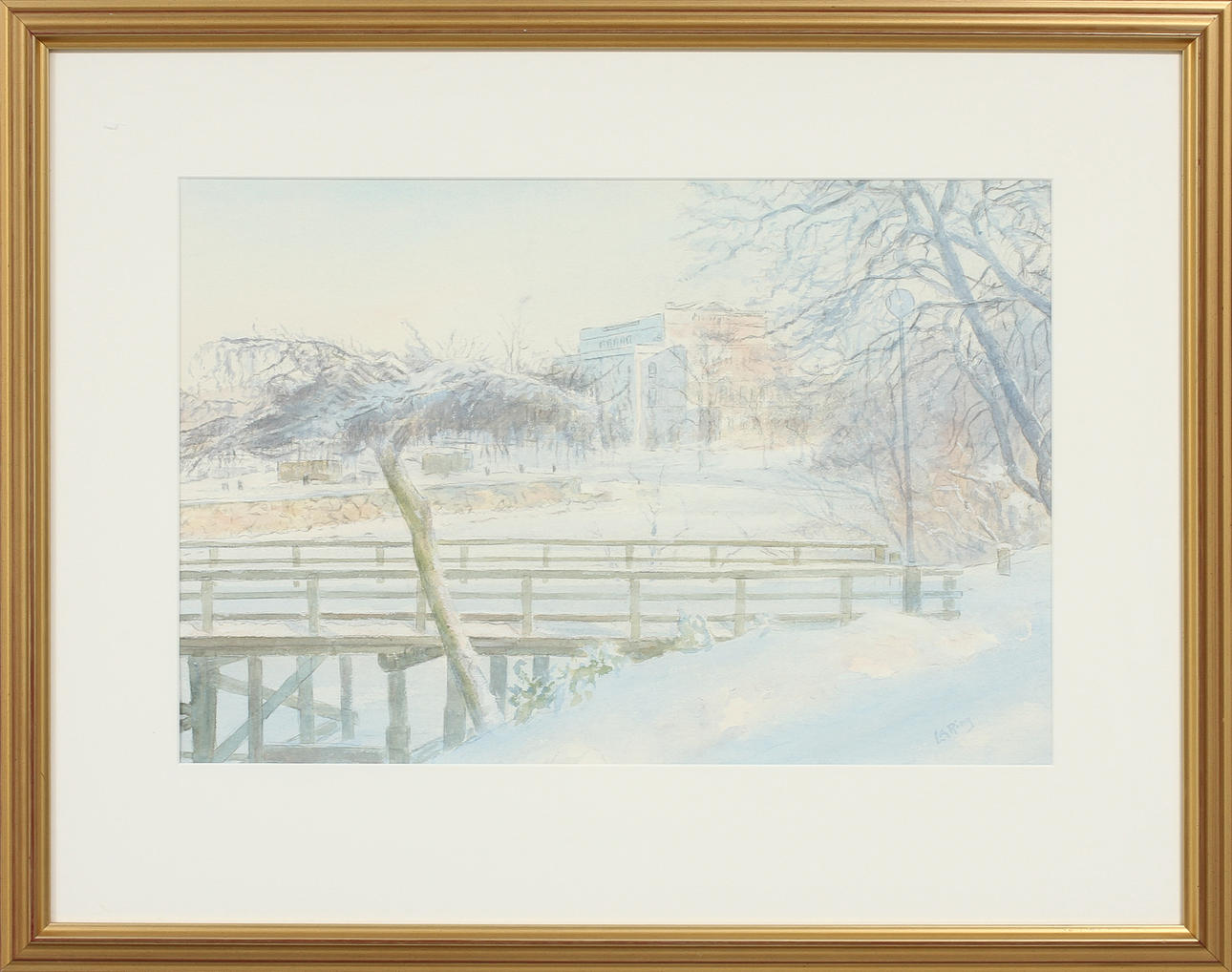 LAURITZ ANDERSEN RING. Vinterbild, akvarell, signerad.