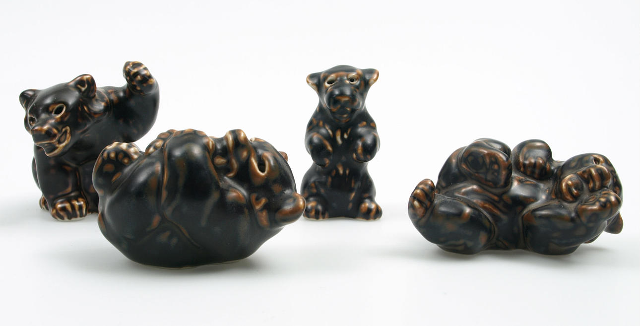 KNUD KÜHN. keramikfigurer, 4 stycken, björnar, Kunglig Dansk.