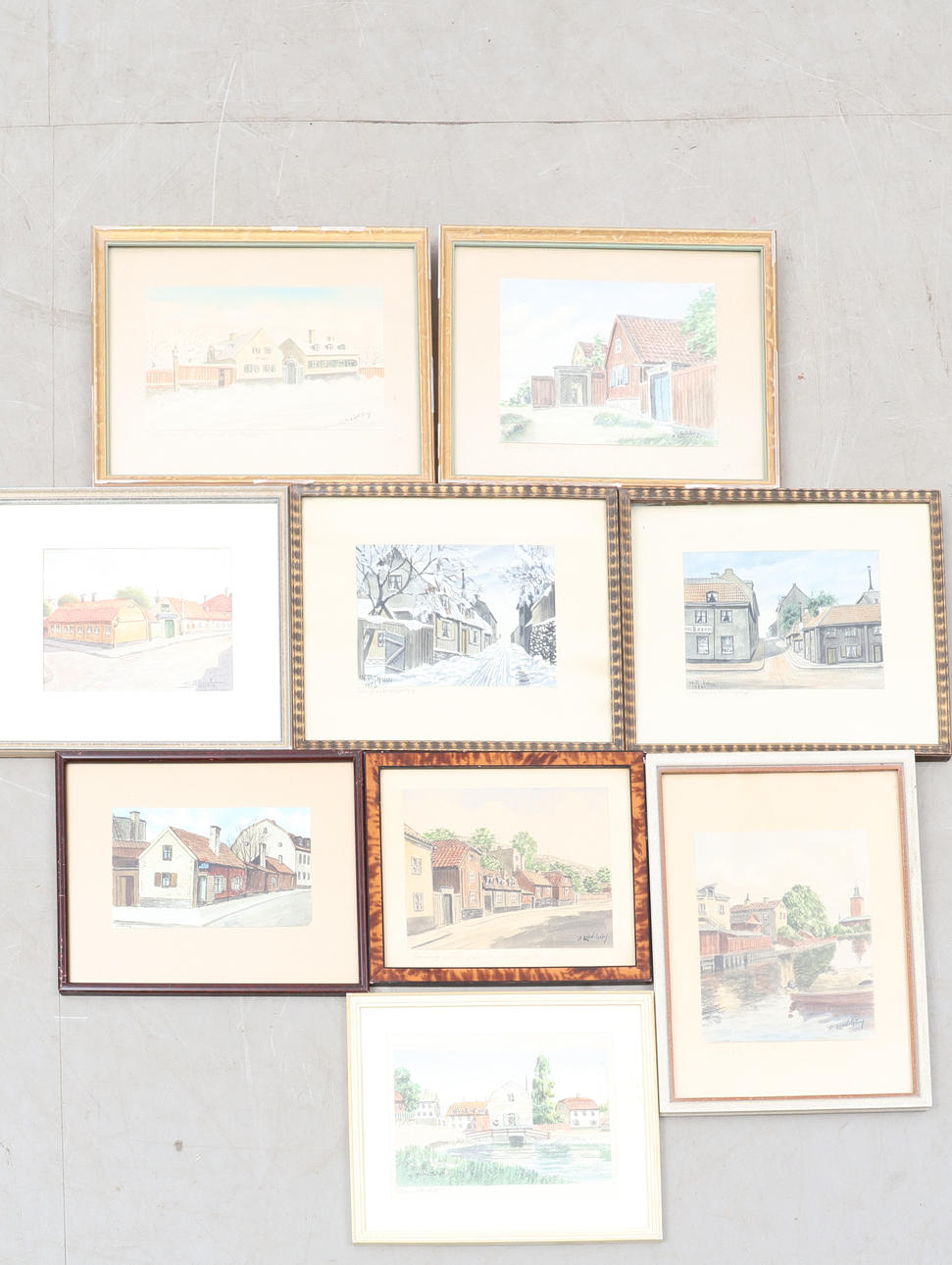 TAVLOR, 8 st , Stockholms gator, signerade.