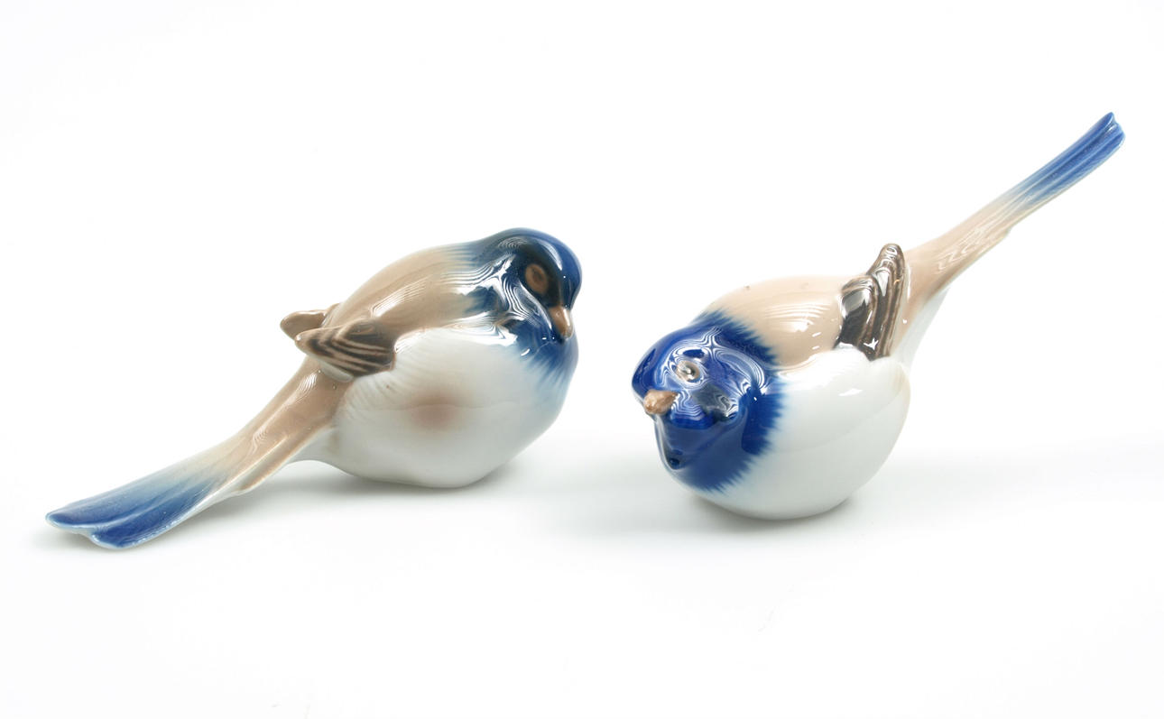 FIGURINER, porslin, 2 stycken, "Optimisten och pessimisten", Kunglig Dansk.