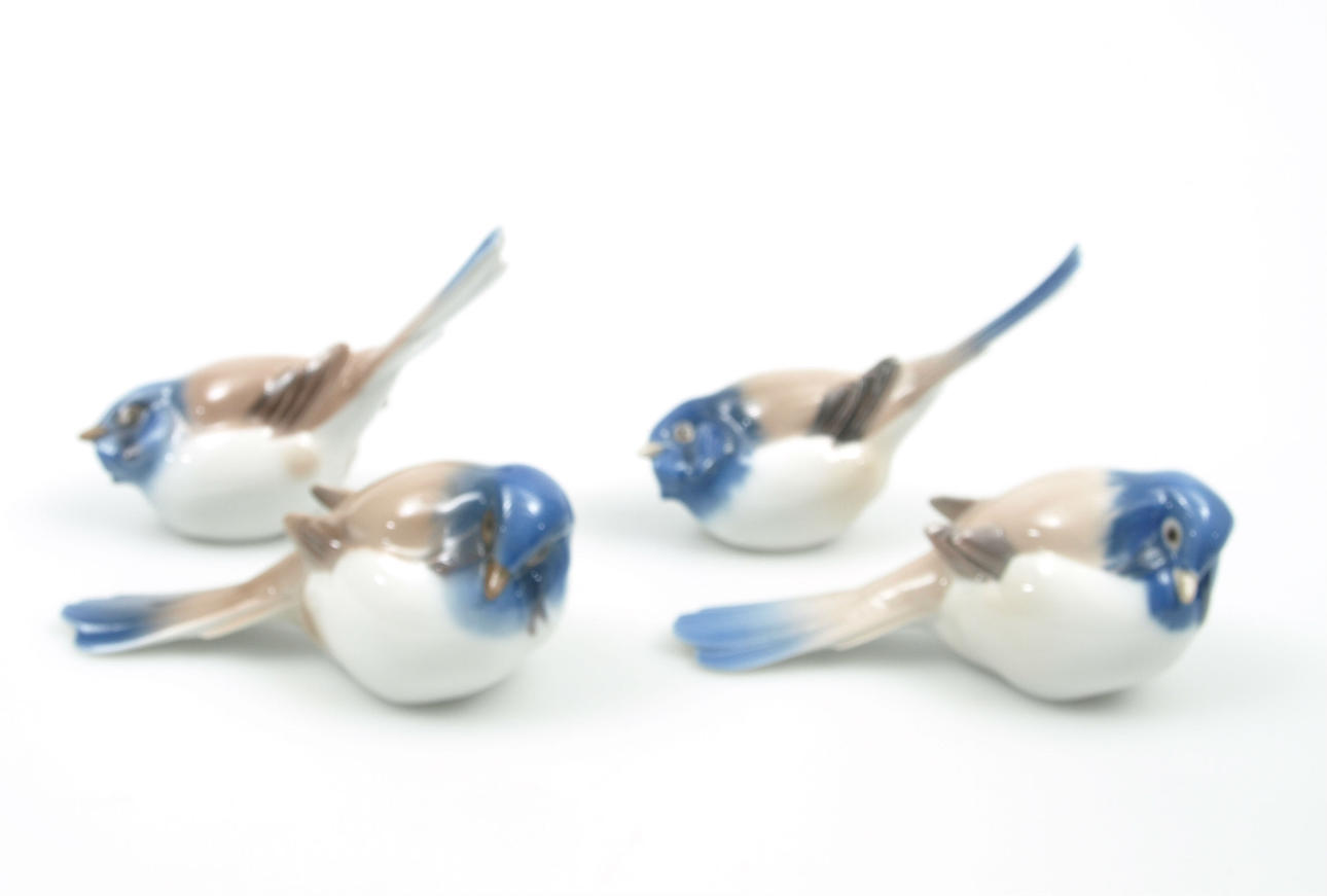 FIGURINER, porslin, 4 stycken, "Optimisten och pessimisten", Bing&Gröndahl.