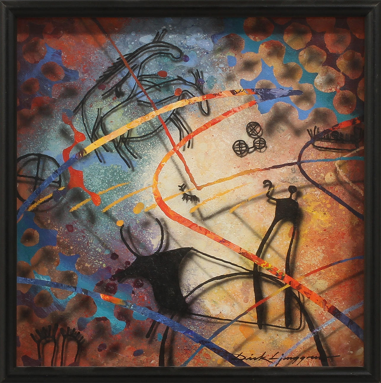 DICK LJUNGGREN. Komposition, blandteknik på duk, signerad.