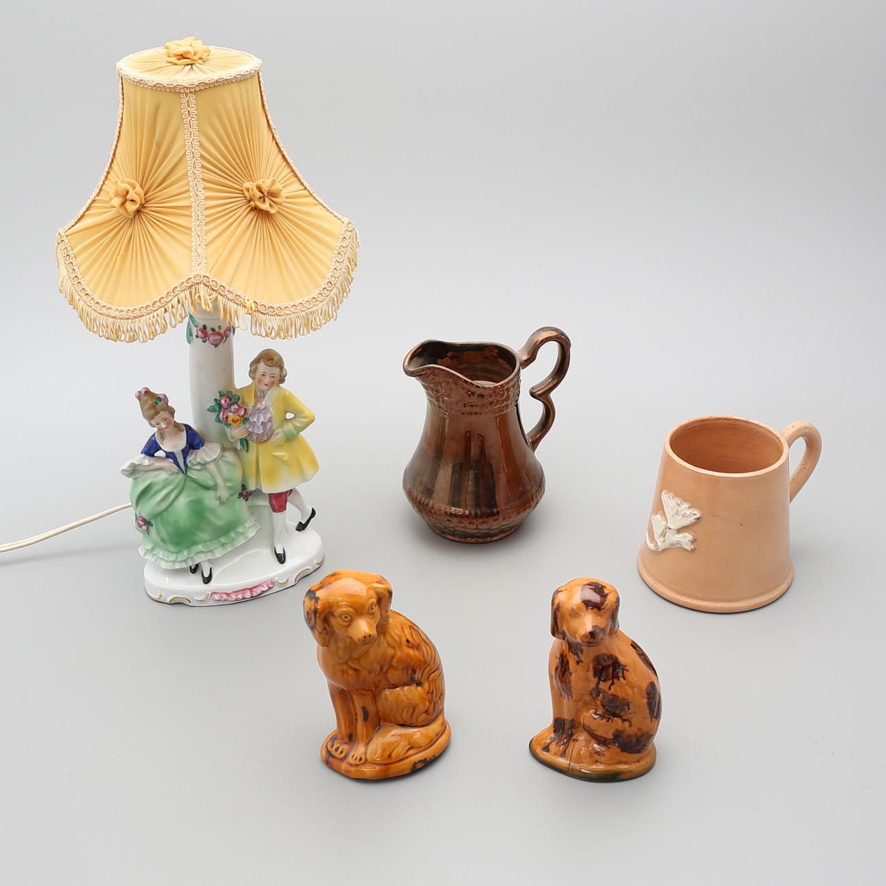 KERAMIK, 5 delar, bl.a Tillinge / Boda, 18/1900-tal.