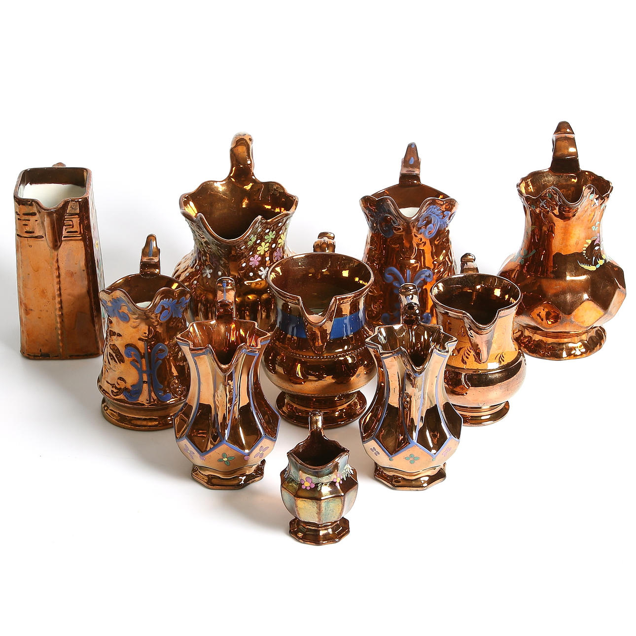 KOPPARLYSTER, 10 st, porslin, 18/1900-tal, England.