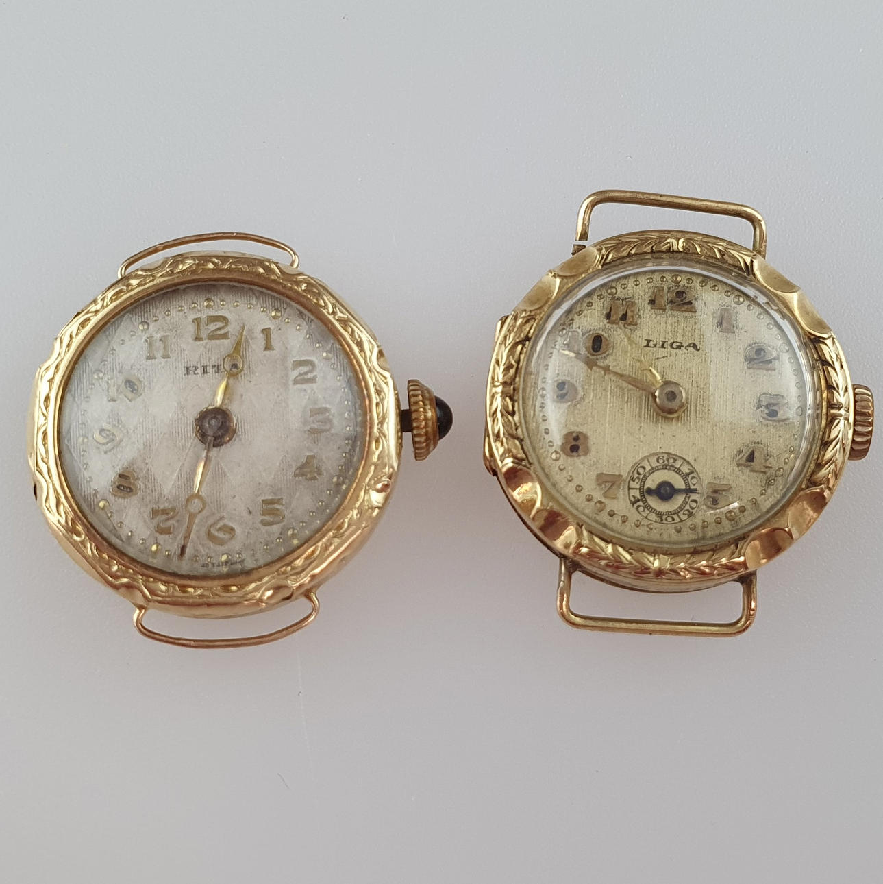 - 2 RELOJES DE MUJER - Suiza, caja de oro 585.