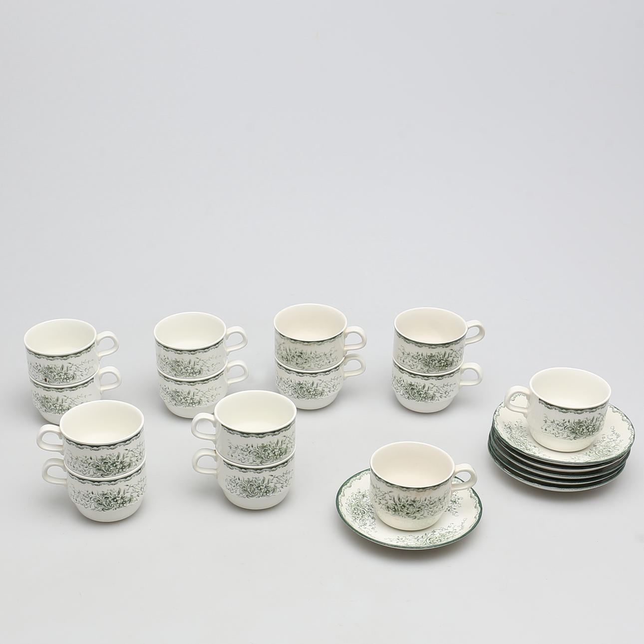 KAFFESERVISDELAR i porslin 20 st. Grön Anna. Rörstrand.