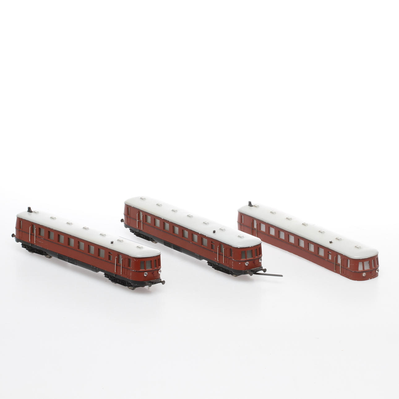 MODELLTÅG FLEISCHMANN svenska rälsbussen 1371/1. Motorvagn och släp. Extra kaross tillkommer.