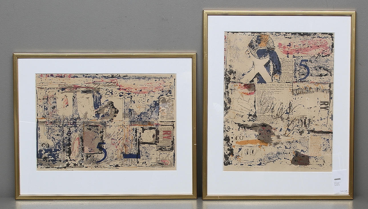 LOLO HOLMQVIST. 2 st, litografier, signerade.