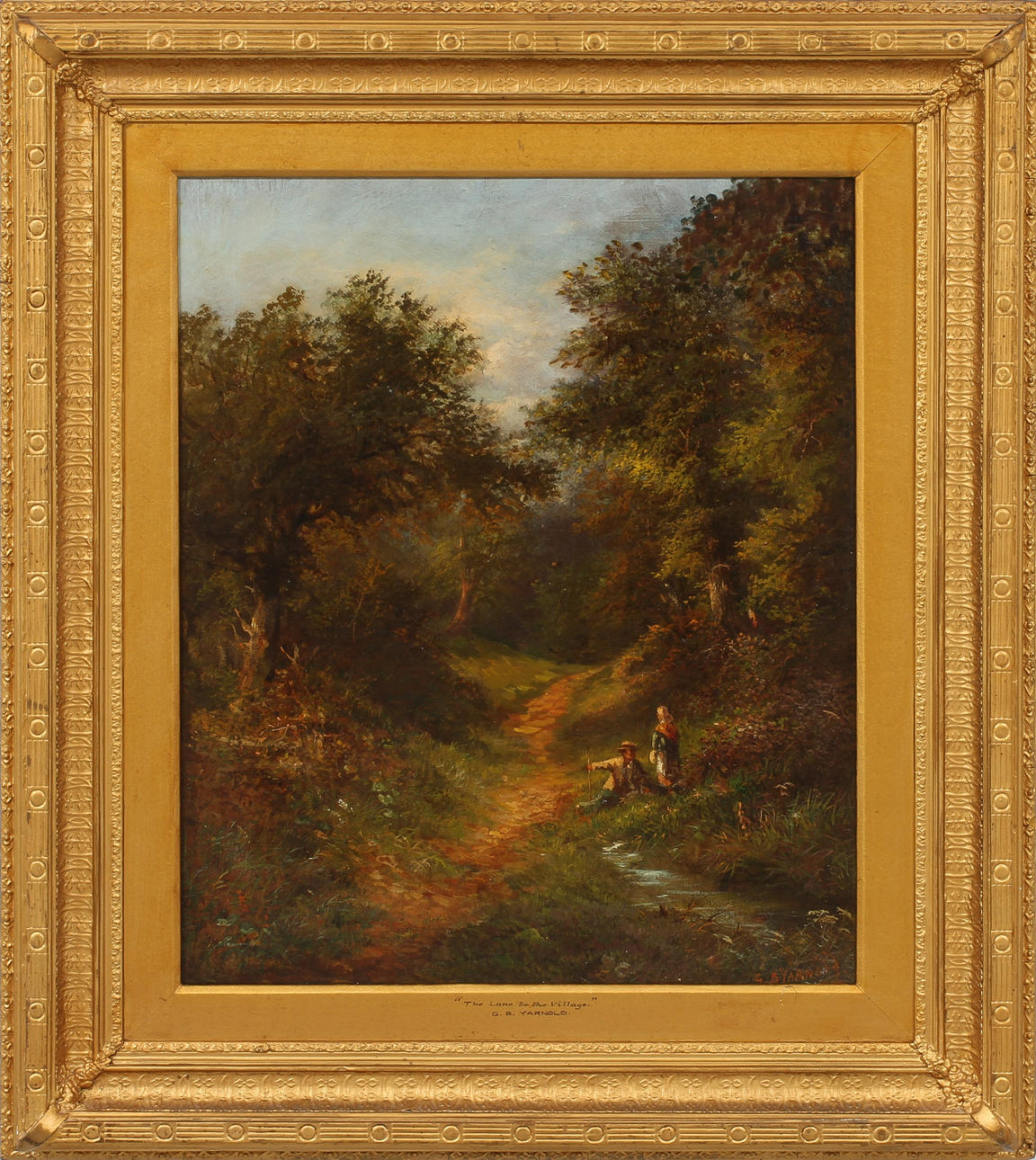 GEORG B YARNOLD. "The Lane to The Village", olja på duk, signerad.