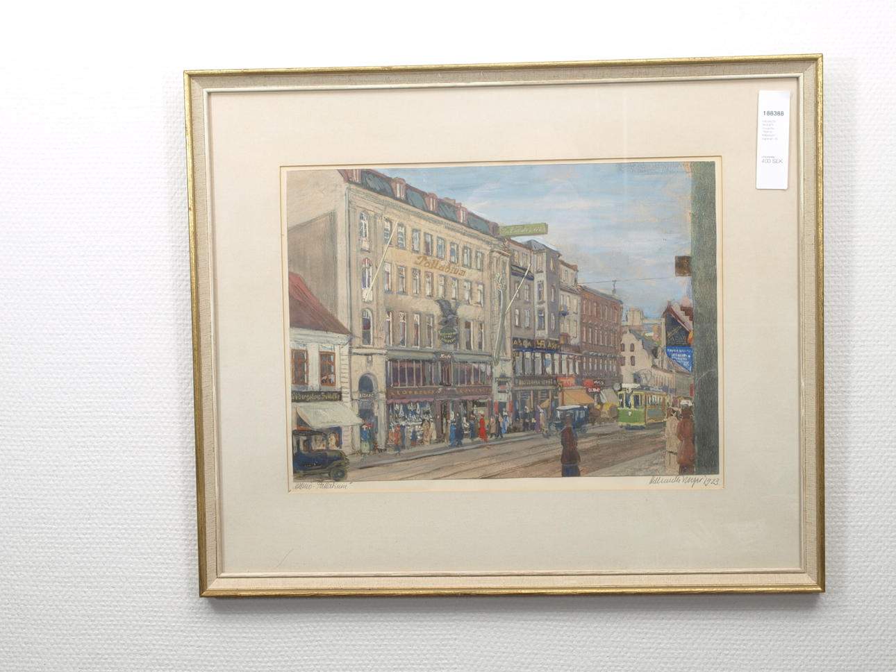 HELMUTH WUGER. Gouache, "Malmö-Palladium", signerad.