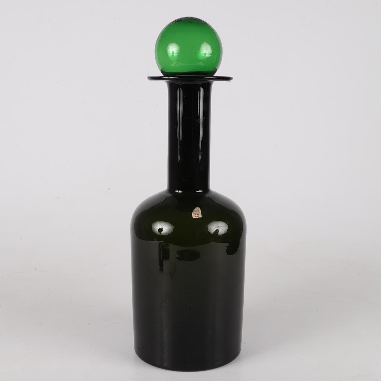 OTTO BAUER. Karaffel, grønt glas, Holmegaard.