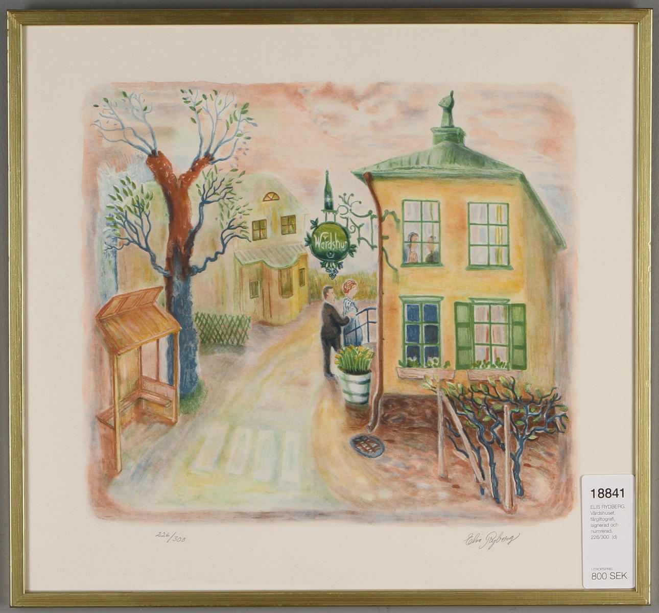 ELIS RYDBERG. Värdshuset, färglitografi, signerad och numrerad, 226/300.