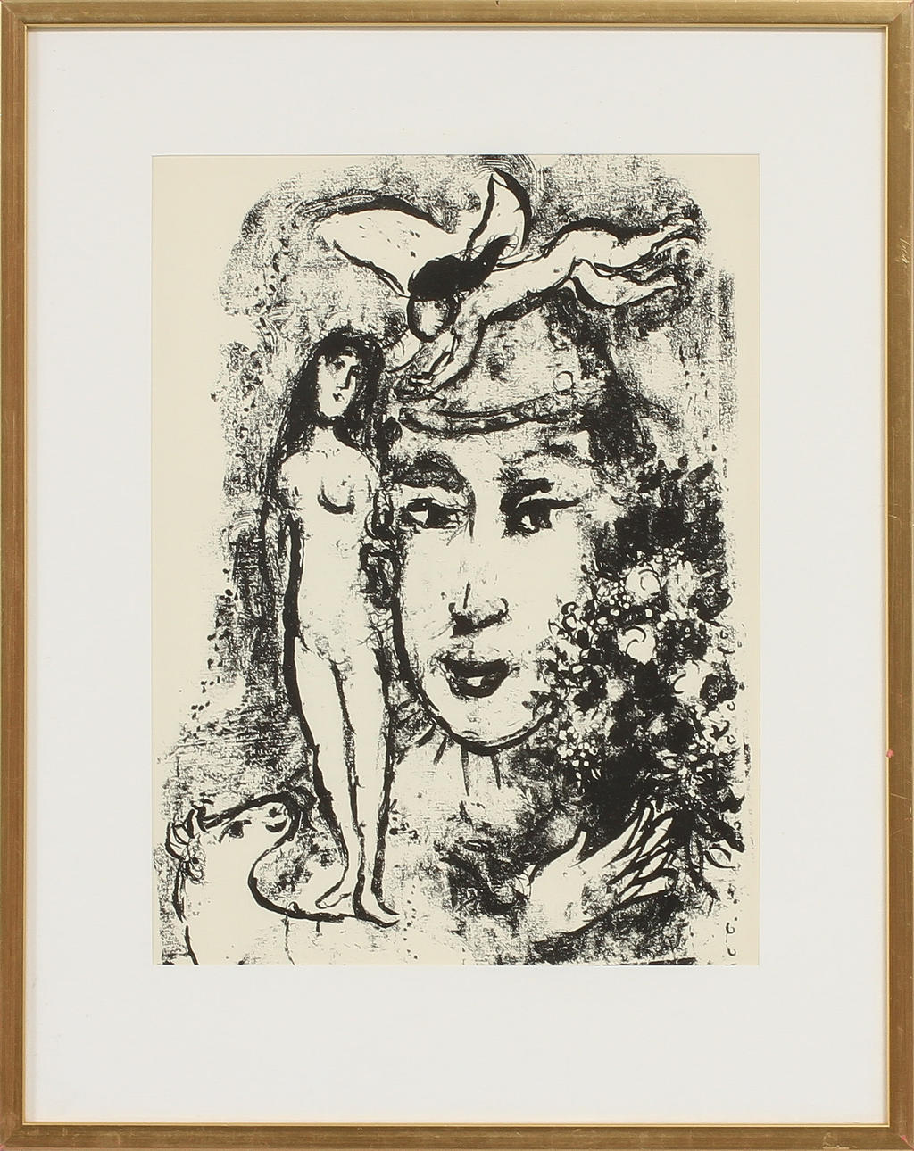 MARC CHAGALL. EFTER. "Le clown blanc" ur Derrière le miroir. Litografi.