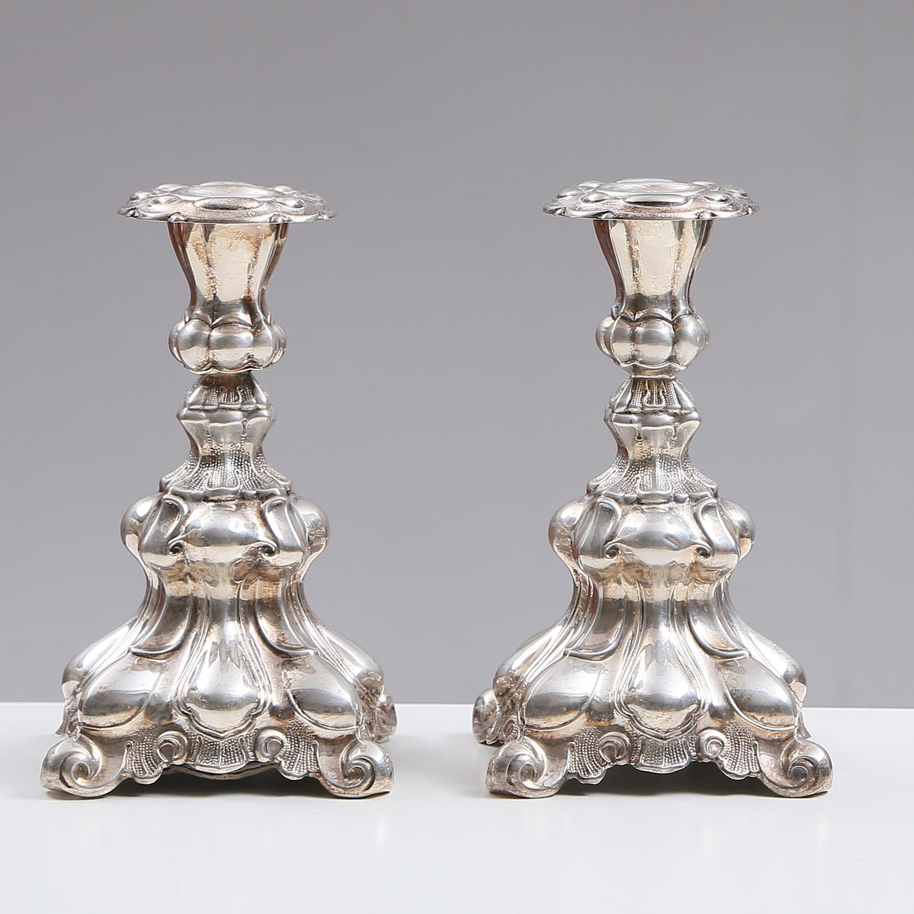 Lysestager, 1 par, sølv, 830 S, 1900-tallet.