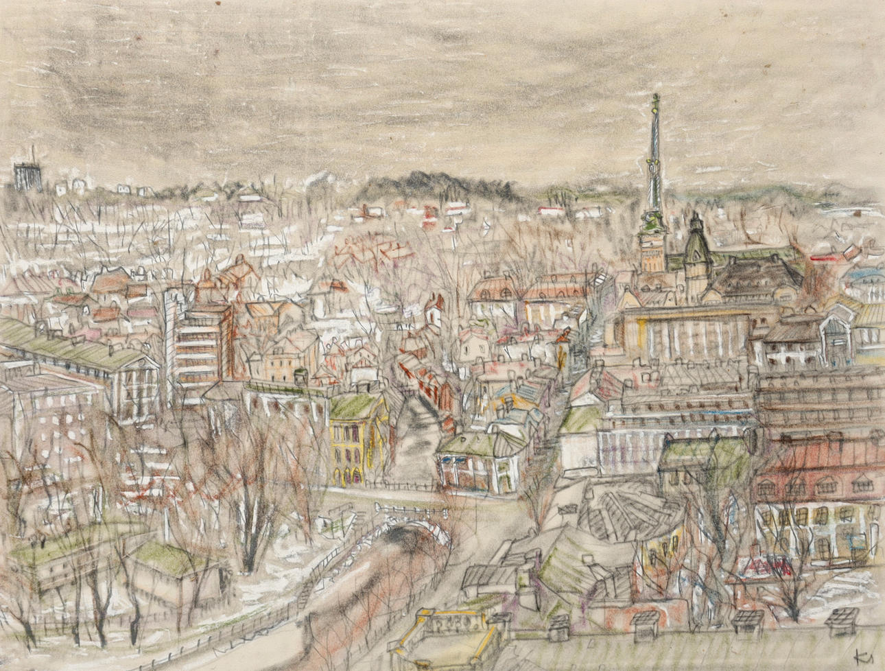 OIDENTIFIERAD KONSTNÄR, Vy över Västerås 1965.