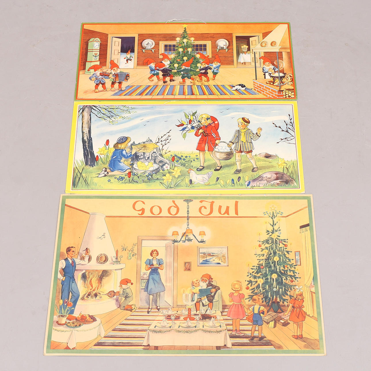 PLANSCHER, 3 st, hårdpapp, påsk och jul.