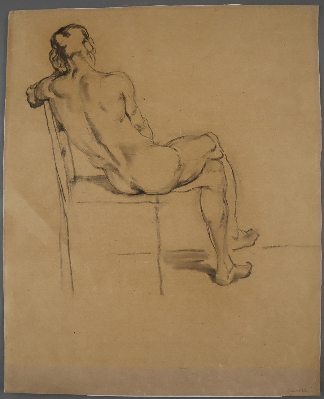 - BACH, ANDREAS. ZUGESCHRIEBEN. - Sitzender männlicher Akt, 1922.