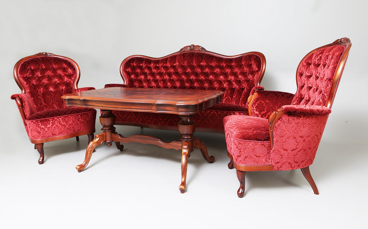 SOFFGRUPP, 4 delar, Rokokostil.