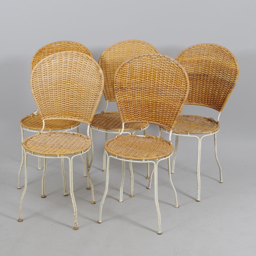 TRÄDGÅRDSSTOLAR, 5 stycken, vitmålad smide/rotting.