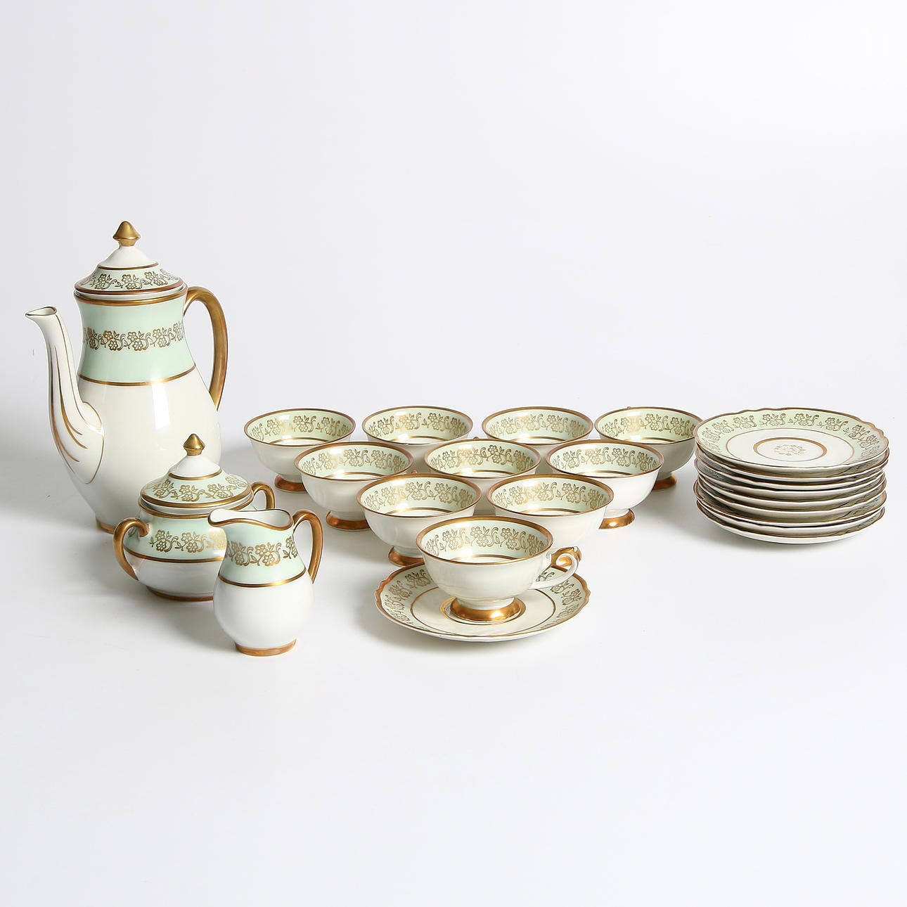 KAFFESERVIS, 23 delar, porslin, Uppsala Ekeby/KP Karlskrona. 1900-talets första del.