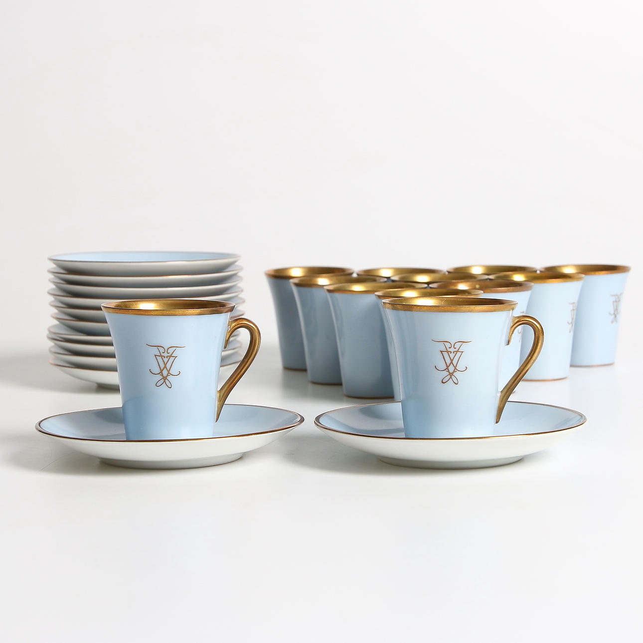 MOCCAKOPPAR, 24 delar, porslin, Uppsala Ekeby/KP Karlskrona, 1900-talets första halva.