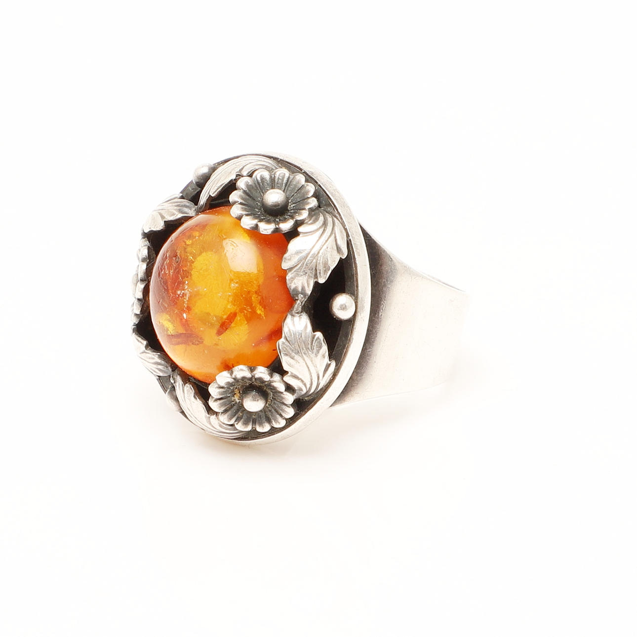 Niels Erik From, Ring, 925 silver, amber, Denmark.