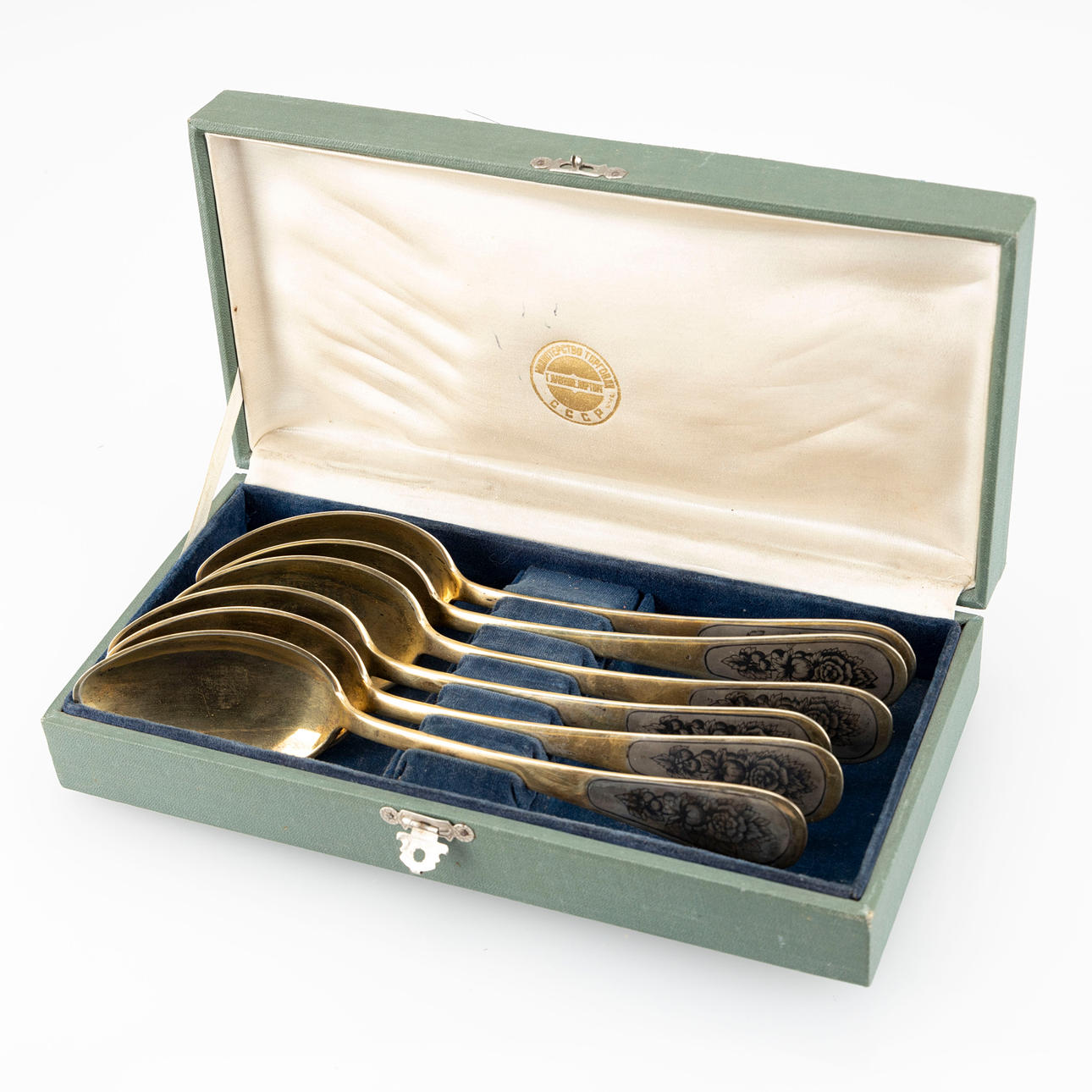 A SET OF RUSSIAN SILVER SPOONS.
