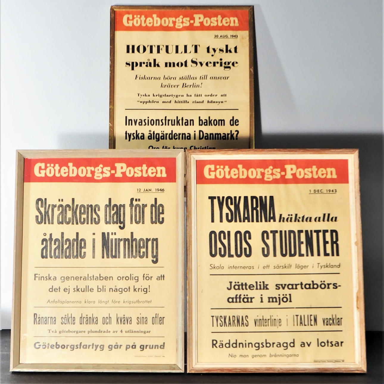 LÖPSEDLAR, 3 st, Göteborgs Posten 1943 och 46.