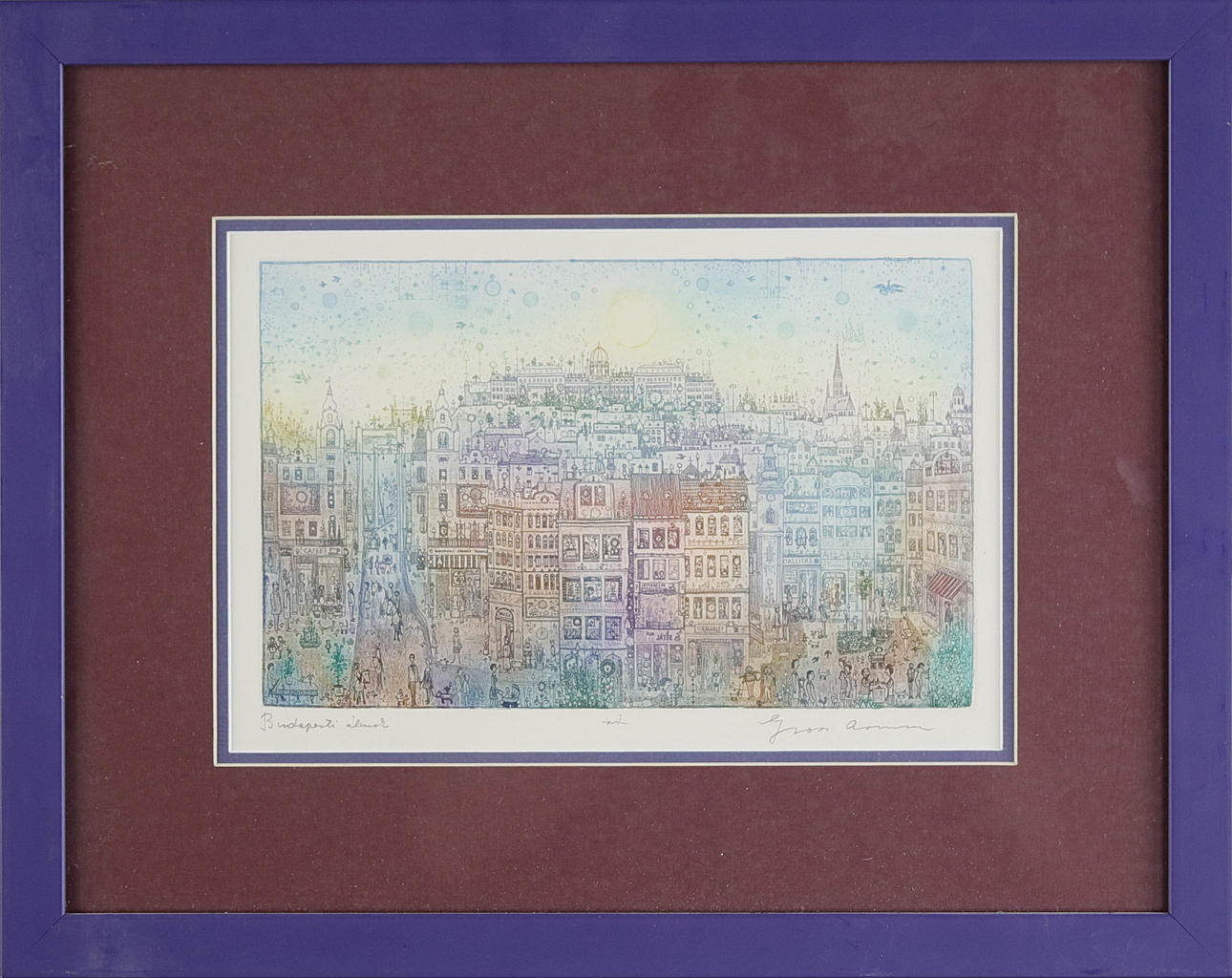 ARNOLD GROSS. City view Budapest, etching, signed.