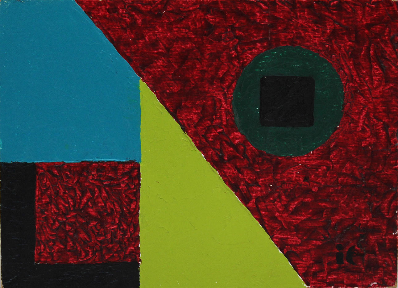 INGEGERD TORHAMN. "Konkret framträdande" Olja på pannå. Monogramsign it.