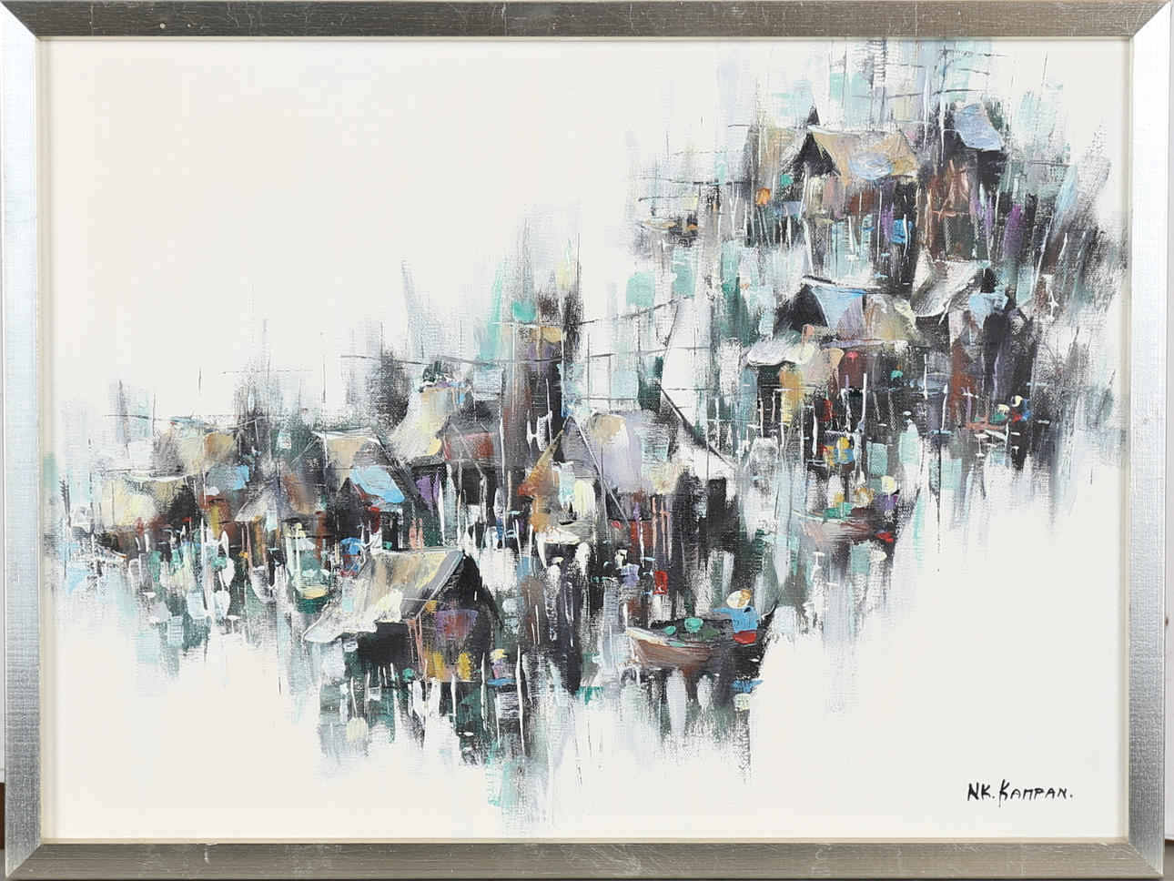 NIKIT KAMPAN. Abstrakt motiv. Olja på duk, signerad.