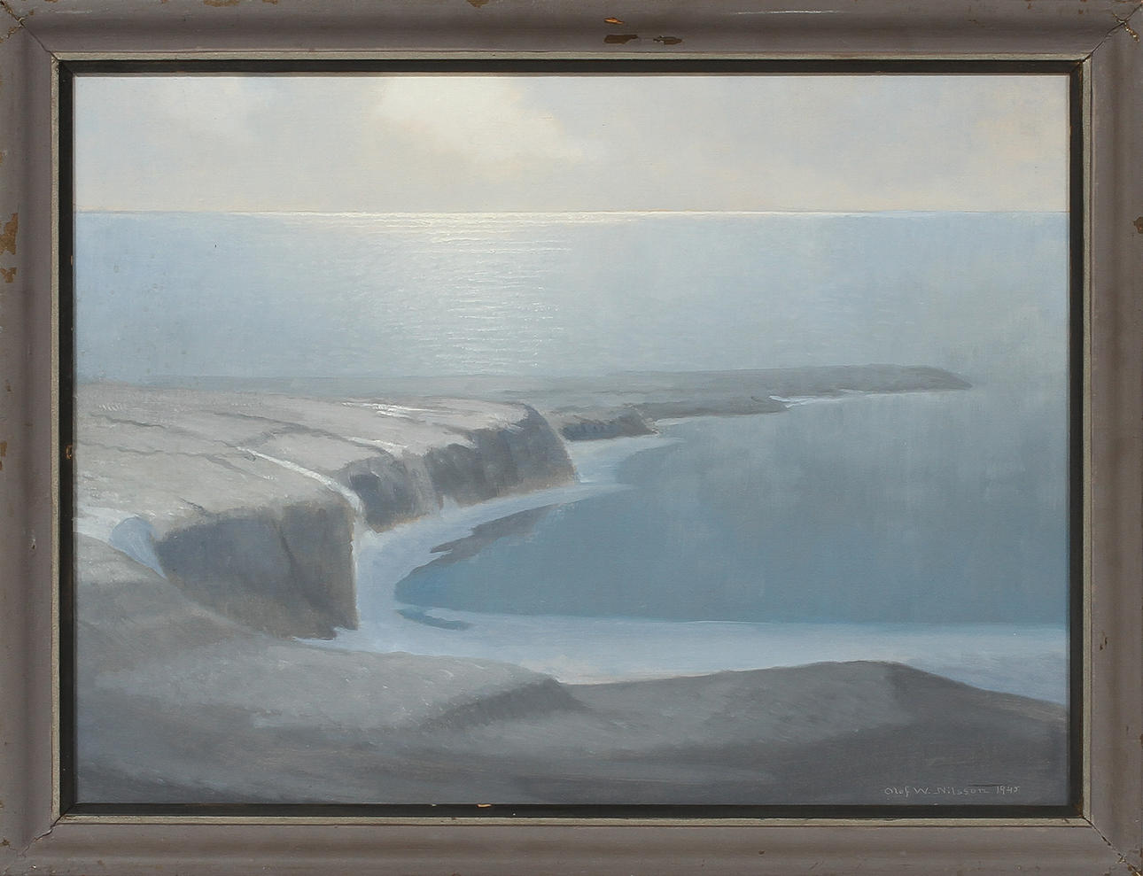 OLOF W. NILSSON. Kustvy. Olja på duk, signerad och daterad 1945.