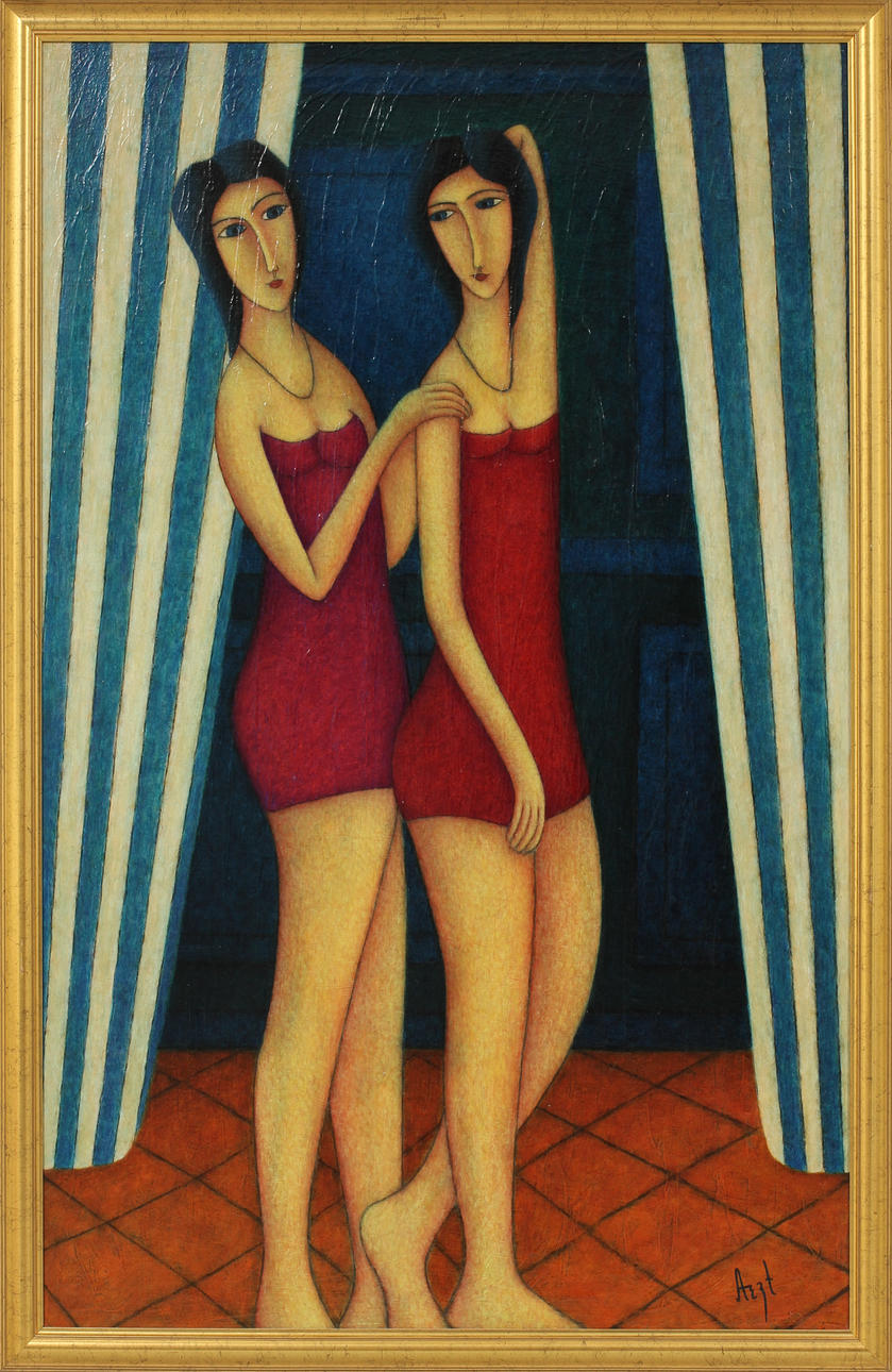 RALF ARZT. Figurscen, olja på duk, signerad Arzt.