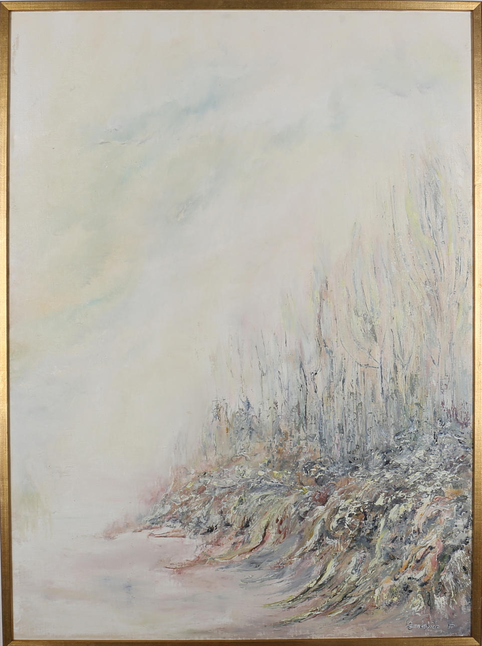 OIDENTIFIERAD KONSTNÄR. Landskap. Olja på duk. Signerad L Sundström. Daterad -84.