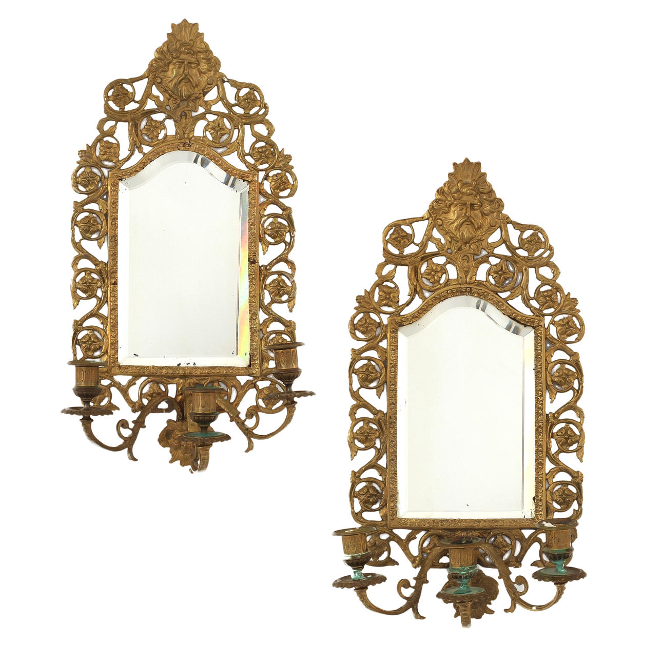 SPEGELLAMPETTER, ett par, nyrenässans, 1800/1900-tal.