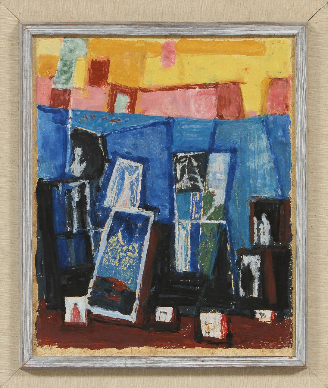 HERMAN TALVIK. Komposition. Olja på pannå, signerad.