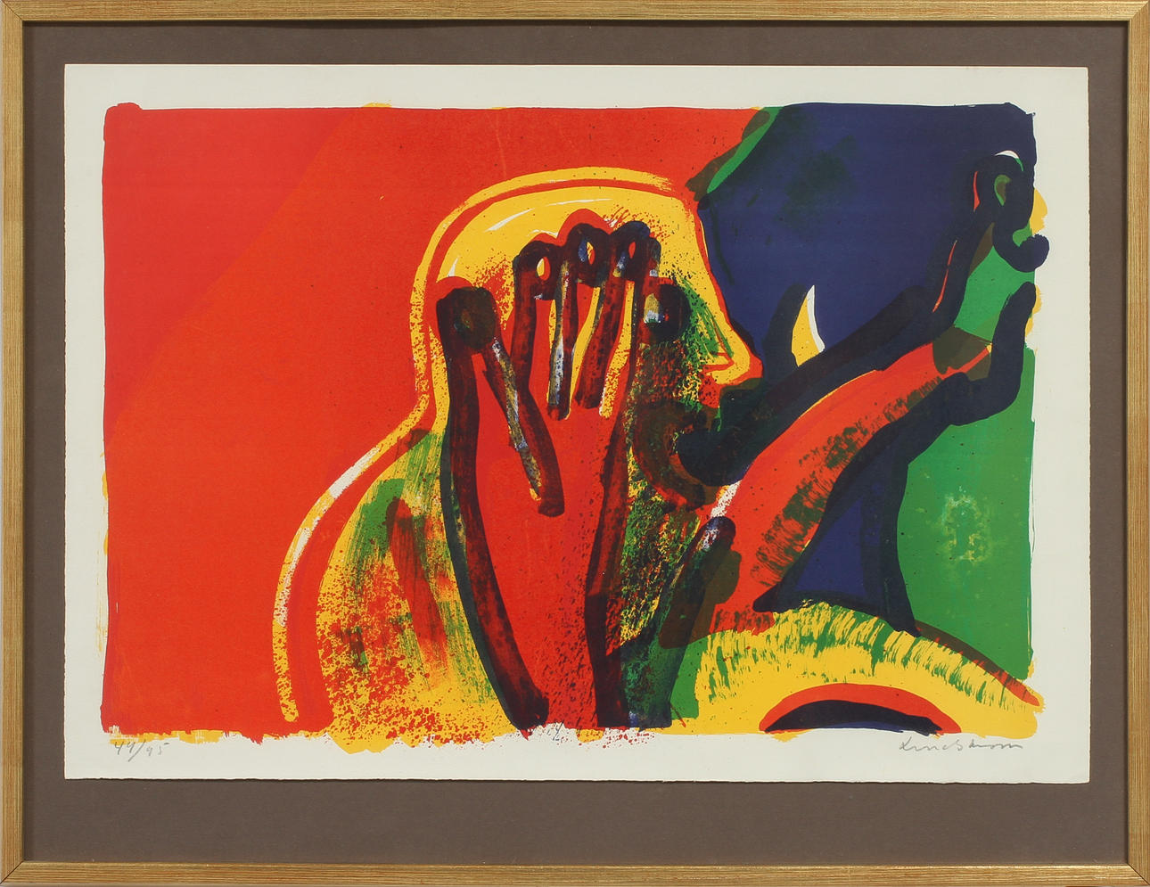 BENGT LINDSTRÖM. Figurkomposition. Färglitografi, signerad och numrerad 44/95.