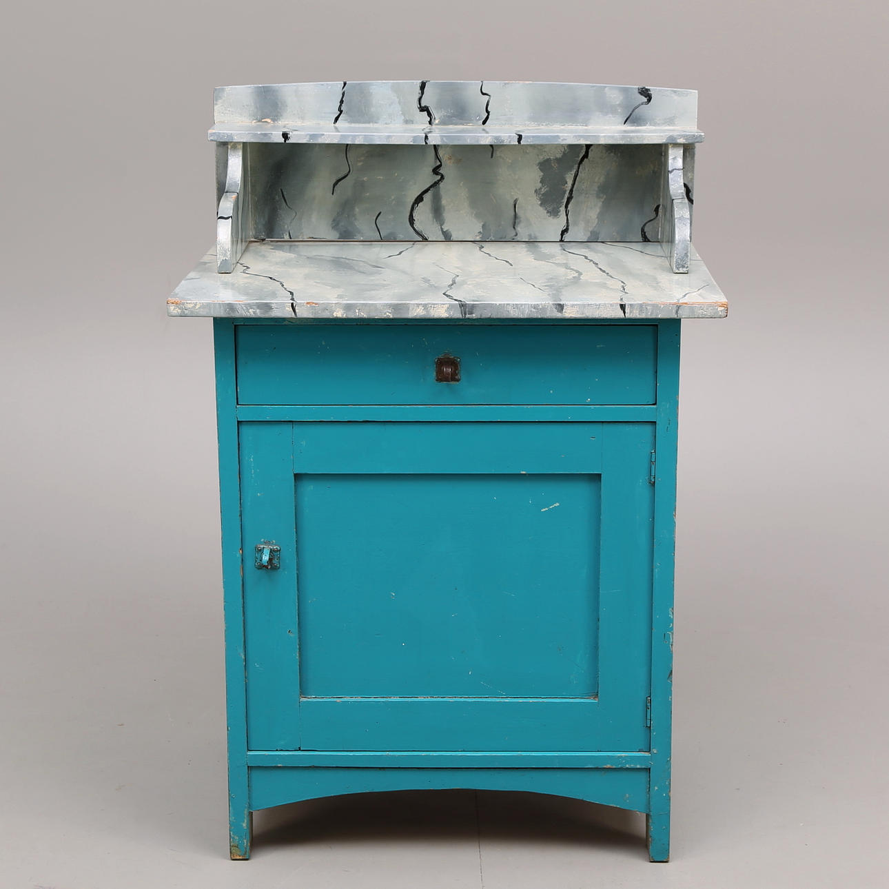 LAVOAR, blå med marmorerad skiva, 1900-talets början.