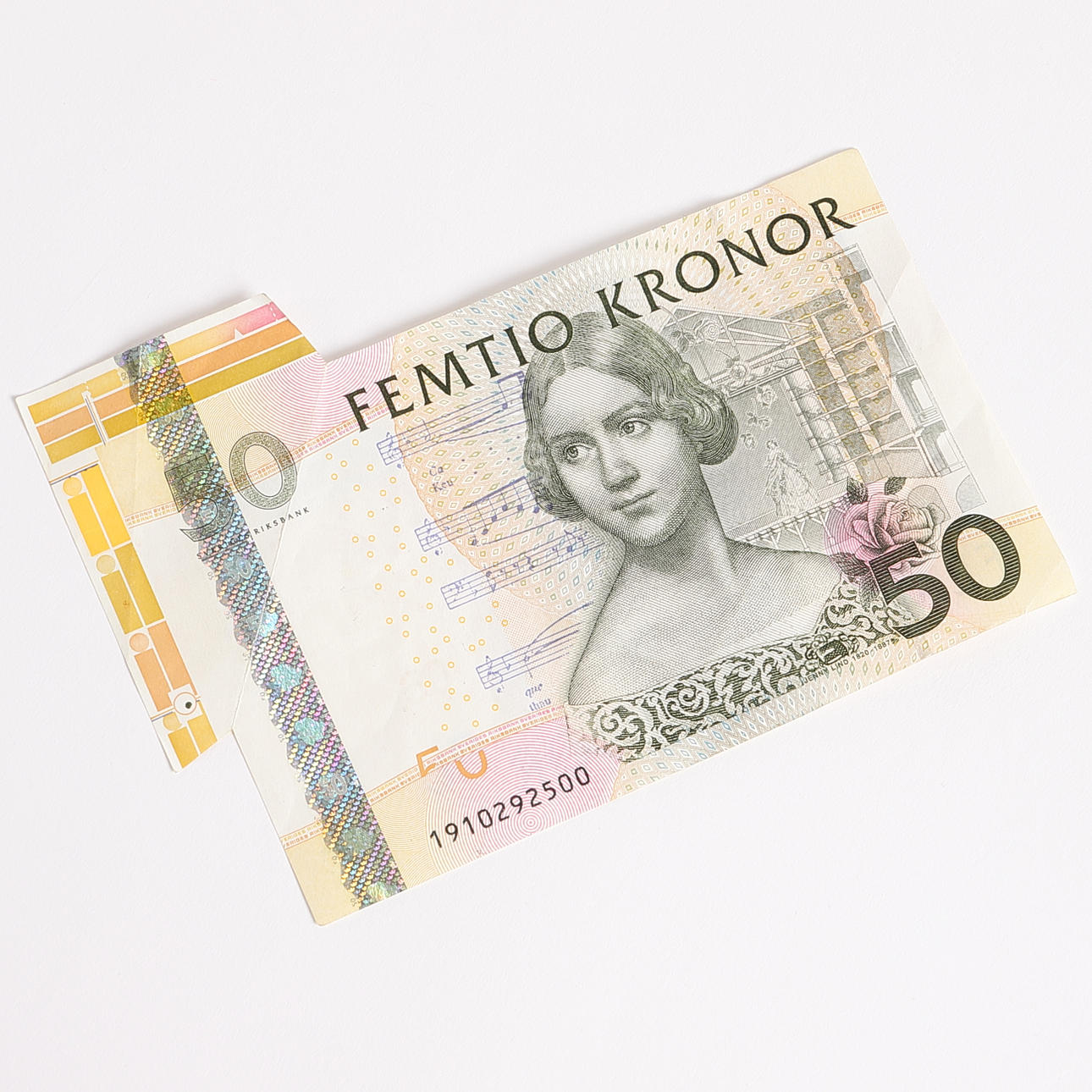 BANKNOTE, SEK 50, wrong cut. Coins, Medals & Stamps - Stamps - Auctionet