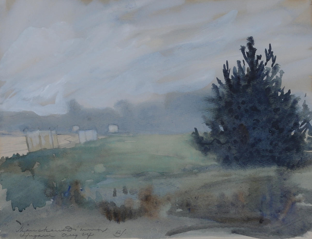 LOUIS SPARRE. watercolor, signed.