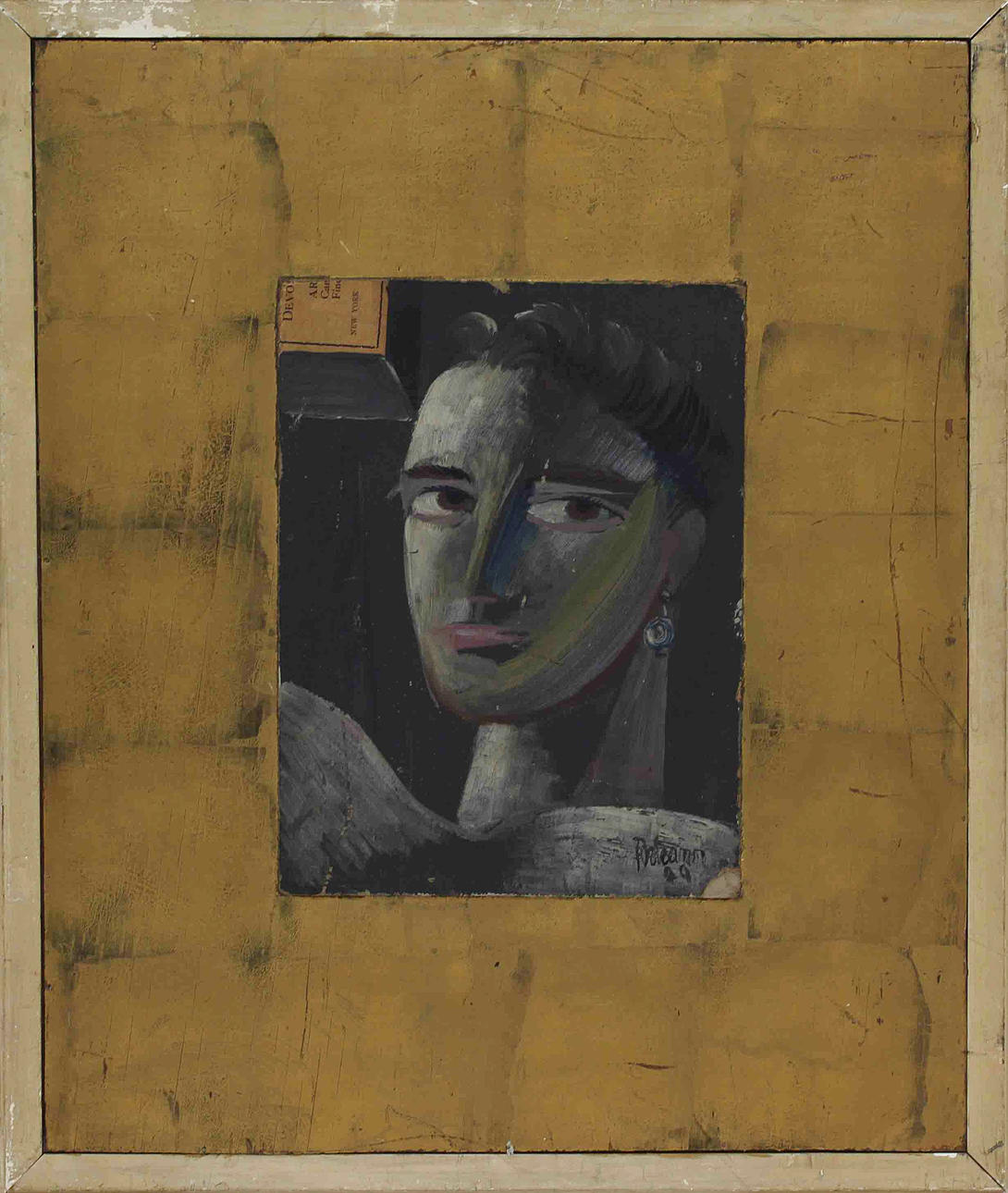 GUNNAR TORHAMN. Porträtt. Olja på pannå. Signerad Torhamn -29.