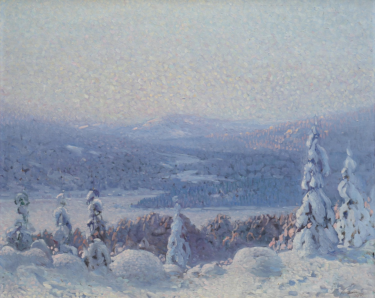 IVAN CONSTANTIN JOHANSSON. WINTER LANDSCAPE WITH MOUNTAINS.