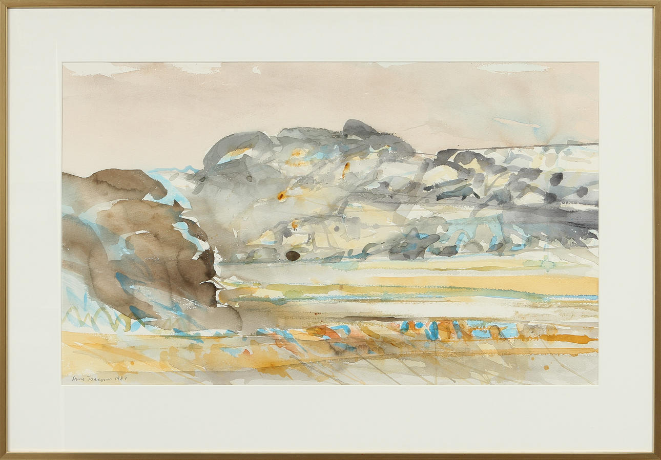 ARNE ISACSSON. Bohuslänsk kustvy. Akvarell, signerad och daterad 1987.