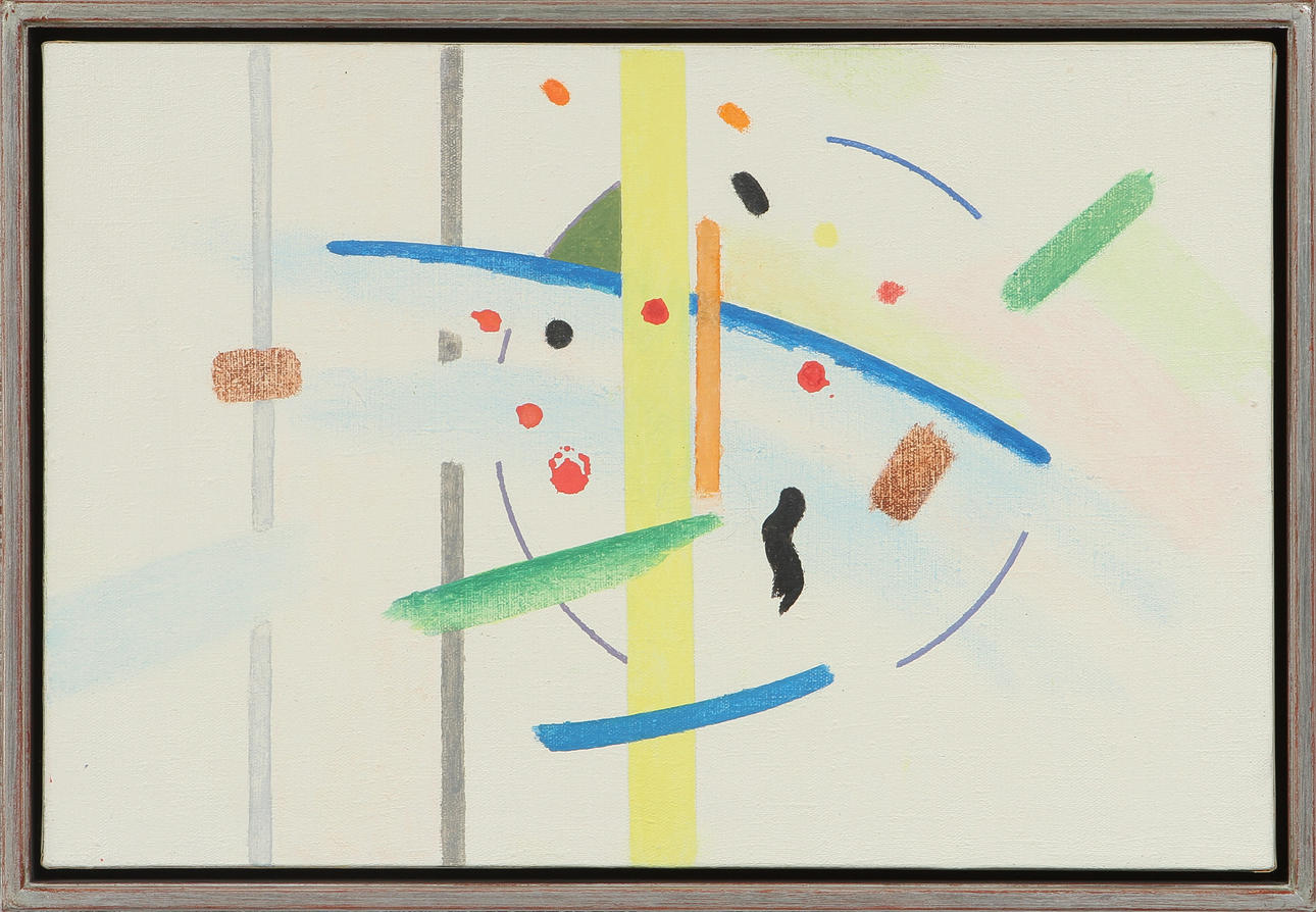 LEONID BORISOV. Komposition. Olja på duk, signerad och daterad 85 a tergo.