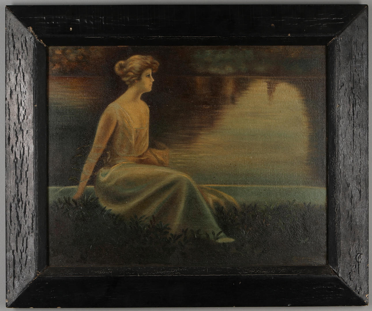 OKÄND KONSTNÄR. Sittande kvinna, olja på duk, otydlig signatur. Tidigt 1900-tal.